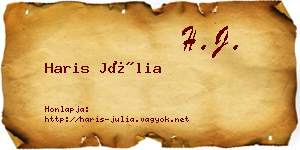 Haris Júlia névjegykártya